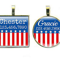 Red, White & Blue Pet ID Tag by Sofa City