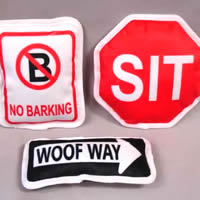 Bark Appeal Traffic and Street Sign Toys are thin so both you and your dog can hold on!