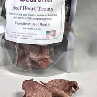 Freeze-dried all-beef sliced heart treats for your special dog.