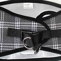 The Black Plaid EZ Wrap Harness looks great and is perfect for urban small dogs