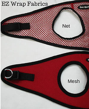 2 fabric choices for the EZ Wrap Harness for little dogs
