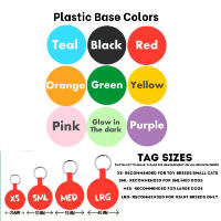 Sizes and base colors for Sofa City Plastic tags.