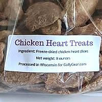 Close-up of the bulk package of the best dog treat - Chicken Hearts.